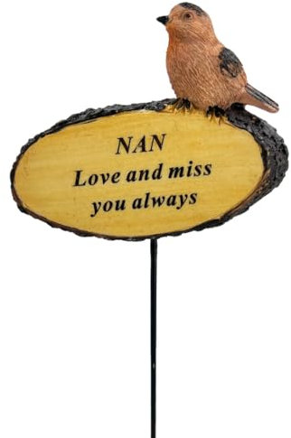 Angraves Nan Love you always Robin Bird Memorial Tribute Stick Graveside Flower Garden Plaque