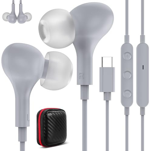 USB C Kopfhörer für Samsung A35 A55 A26 A16 5G A54 A34 Galaxy S24FE,In Ear Headset USB C Anschluss mit ENC Mikrofon Geräuschabschirmung Typ C Ohrhörer mit Kabel für iPhone 16e 15 Pixel 9 8a Xiaomi 14T