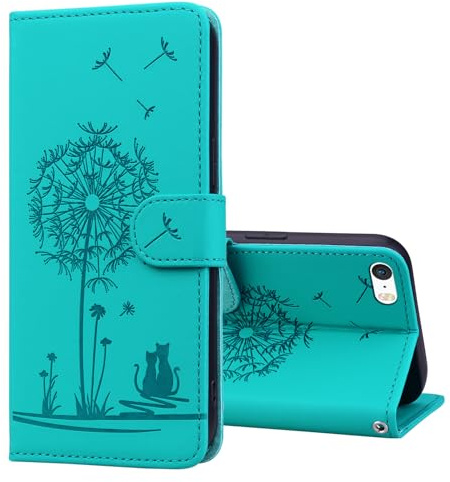 Mldjomid Hülle kompatibel mit Apple iPhone SE (1.Gen 2016) / iPhone 5 / iPhone 5S PU Leder Brieftasche Flip Phone Case Cover iPhone 5/5S/SE 4 Klapphülle mit Magnetisch Ständer Schutzhülle (Grün)