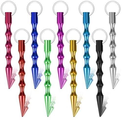 ZSOPN 9 Stück Kubotan Selbstverteidigung Schlüsselanhänger für Frauen Legal Selbstverteidigung Notfall Hammer Selbstverteidigung Schlüsselanhänger für Outdoor oder Survival Notfall Glasbrecher