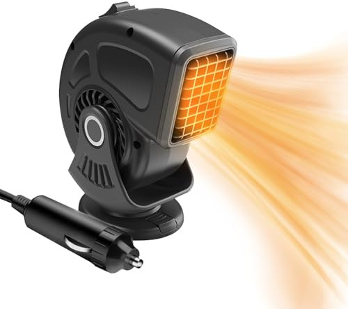 Xevinas Heizlüfter Auto, Portable 12v Heizung Anti Beschlag Auto Heizung Windschutzscheibe Defroster, 2 in 1 Heizung Ventilator Zusatzheizung Auto Autoheizung 12v Zigarettenanzünder Für Alle Autos