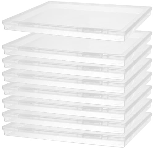 FUNSUEI 8 PCS Transparent A4 Plastic Storage Box with Lids | for File, Wrapping Papers, Craft and Office Supplies