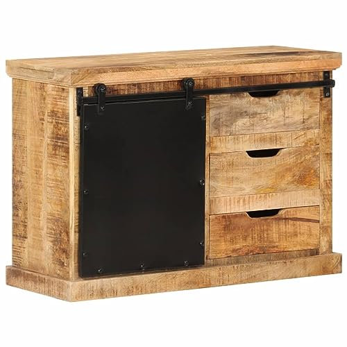 ShGaxin Aparador de Madera Maciza de Mango sin Tratar 80x30x55 cm, Aparadores para Salon, Aparador Entrada Recibidor, Aparador Cocina, Vitrinas para Salon, Muebles Auxiliares