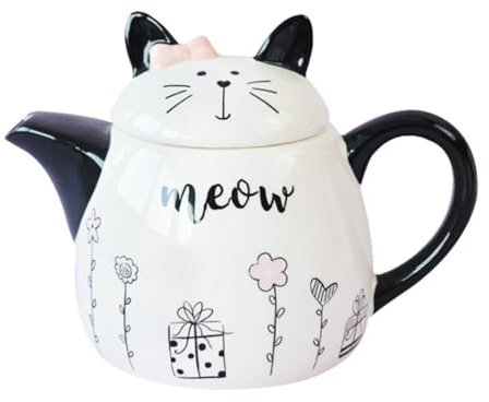 OUNONA Tetera de Cerámica Decorativa Forma de Kawaii y Tetera Hogar y