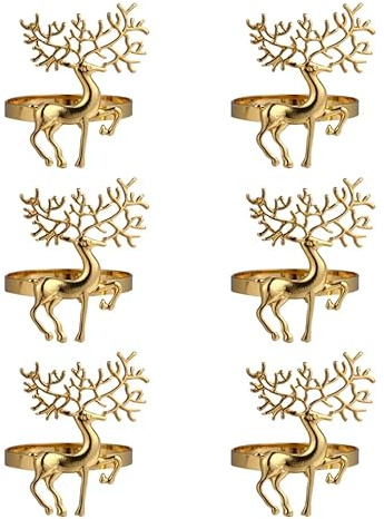 ULTECHNOVO Weihnachts-Serviettenringe - 6 Stück Weihnachts-Legierung Serviettenring Halter Haushalt Serviettenschnalle für Tischdekoration, Hochzeit, Weihnachten, Partyessen, Erntedankfest