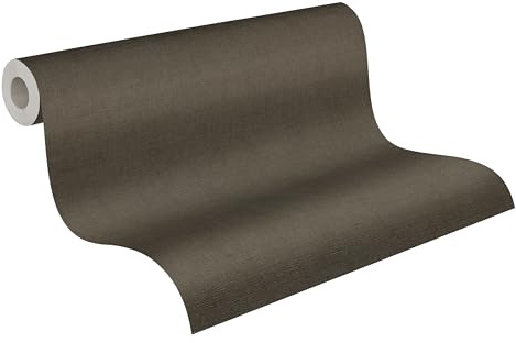 A.S. Création Vliestapete 791664 - Tapete einfarbig mit Textiloptik in Schwarz, Braun - 10,05 m x 0,53 m