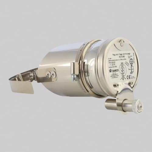 Subtiel Zugregler für Pellet-Öfen mit Klemmband Ø 80-110 mm und rundem Stutzen, Edelstahl