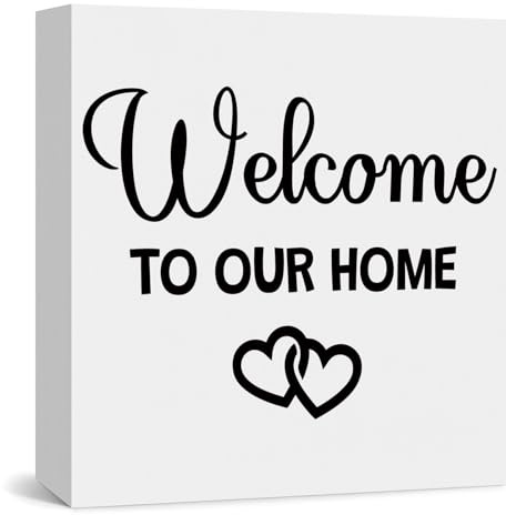 Welcome Sign Wooden Box Signs Inspirational Home Decor New House Decorations Housewarming Gift Home Sign Table Decor Wooden Decorations Signs for Front Door Living Room Entryway