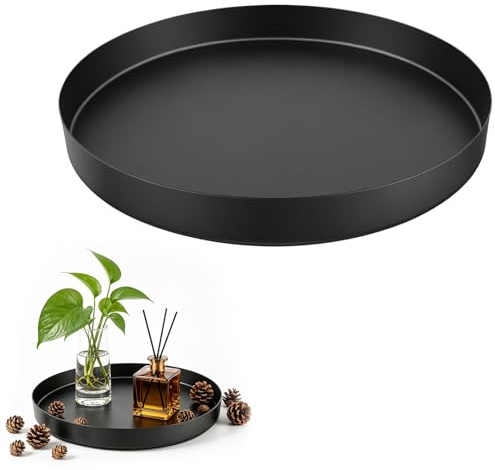 1 Piezas Versátil 20 cm Bandeja Redonda para Cosméticos y Joyas, Bandeja Redonda de Metal para Baño, Salón y Decoración, Larga Durabilidad, Práctico Accesorio Decorativo para el Hogar