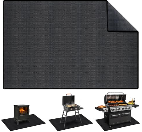 Ecofocet Alfombra Barbacoa Exterior Ignífuga 102 x 152 cm, Protector Suelo | Silicona Doble Cara Impermeable, Estera de Protección Resistente al Calor para Barbacoas de Gas y Carbón, Camping, Patio
