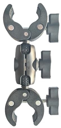 Doppelklemmhalterung mit Magic Arm – 360° Kugelkopf Super Clamp für Kamera Regenschirm Stativ, Klemmweite 16-40 mm, 1.5 kg Tragkraft