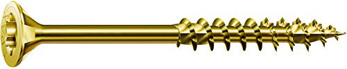 SPAX 191020602005 Universal, Senkkopf, T-Star Plus, 4CUT, Multi-Kopf, Teilgewinde, passiviert, A2L, (6,0 x 200 mm, 100 Stück), gelb verzinkt