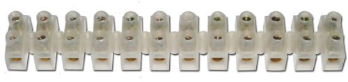 world-trading-net 10er Stange Lüsterklemmen 12-polig – Messingeinsätze, PVC-Gehäuse, 2 Schrauben pro Klemme, für LED- und Stromverdrahtung, Kabel 10–16 mm²