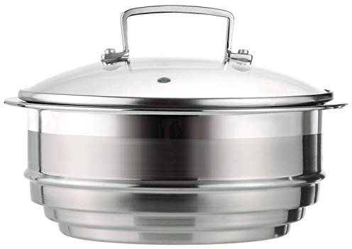Le Creuset Panier Vapeur, Inox 3-ply, Avec Couvercle en Verre, Convient aux Casseroles et Faitouts de 16/18/20 cm, Argenté,96201900001000