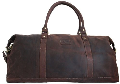 Shalimar Geräumige Vintage Reisetasche/Weekender aus geöltem Leder Modell: Kilmore 65x23x29 cm, Dark Muskat, 65 x 23 x 29 cm