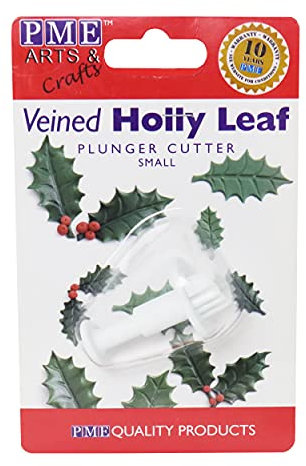 PME HL541 Veined Holly Leaf Plunger Cutter, Small Size , White