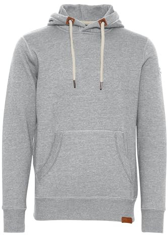 Solid TripHood Herren Kapuzenpullover Hoodie Pullover Mit Kapuze Und Fleece-Innenseite, Größe:L, Farbe:Light Grey Melange (8242)