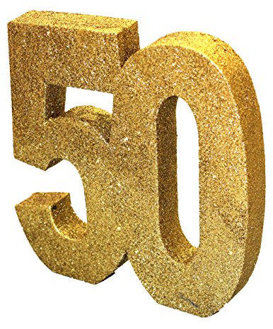 Anniversary House- Number 50 Tavolo Glitterata | Centrotavola Decorazione per Compleanno | Ricordo per Feste, Oro, 20 cm, H104