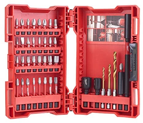 Milwaukee 4932430908 Shockwave set di punte per trapano/cacciavite, colore rosso, 40 pezzi