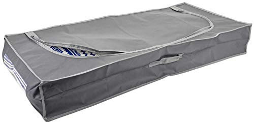 LS-LebenStil Unterbettkommode XL 105x45x16cm Grau Stoff Aufbewahrungsbox Kleiderbox Kleidersack Rechteck Unterbettbox Vlies Aufbewahrungstasche Bettdecken, Kleidung faltbar Sichtfenster