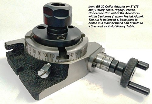 ASSORTS Table rotative 80 mm avec adaptateur ER-20 et pince ER-20 - Table de fraisage rotative en acier inoxydable - Lot de 3