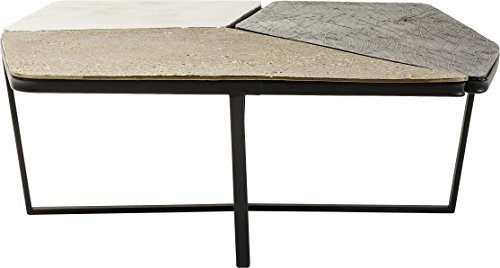 Kare Design Couchtisch Patches, Bronze/Anthrazit/Grauweiß, Beistelltisch, Wohnzimmertisch, Stahl Gestell, Aluminium Tischplatte, 38x103x102 cm (H/B/T)