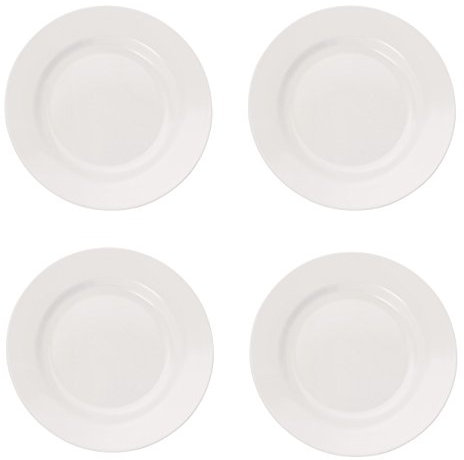 getgastro 4 Stück Melaminteller, 25,5 cm Ø, Weiss, flach, Setpreis, Campingteller