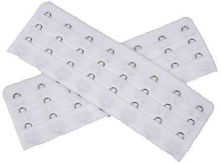 YUPPIE TONE Bra Strap Extension 8 Hooks 3 Row Underwear Lengthened Buckle 2pcs White
