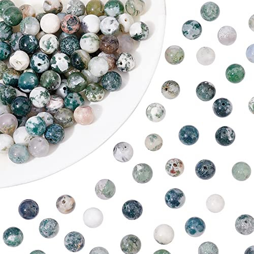 nbeads etwa 120 Stück 8mm Natürliche Baumachat Edelstein Runde Lose Stein Perlen Mit 0.8mm Loch Für DIY Armbänder Halsketten Schmuckherstellung
