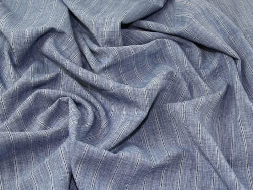 Minerva Crafts Stoff, Leinenoptik, gestreift, Meterware, Blau