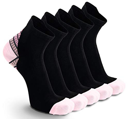 Lot de 5 Paires Chaussettes de Running Sport Contention Femme et Hommes Soquette, Compression légère pour Fitness, Cyclisme, Handball, Circulation, Voyage en avion (38-42, Rose - 5 Paires)