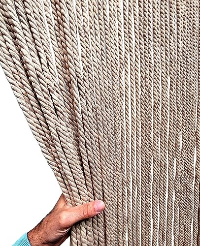 MadeInNature Rideau de Porte Coton Polyester Corde tressée qualité supérieure, Intérieur et Extérieur, Largeur 90 cm x Longueur 200 cm, Plusieurs modèles aux Choix de (Jute 54 brins)