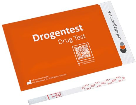 self-diagnostics Drogentest Schnelltest Ketamin, 10 Urin Teststreifen | Special K Vitamin K KET, Cut-off 1000 ng/ml, Drogenschnelltest für zu Hause, Tauchtest, Drogentest Urin, Ergebnis in 5 Min