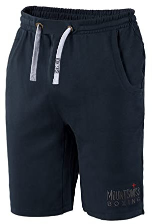 Mount Swiss Herren Shorts 4XL Dunkelblau 100% Baumwolle große Größen Kurze Freizeithose Sporthose elastischer Bund Taschen atmungsaktiv bequem Sommerhose Übergröße