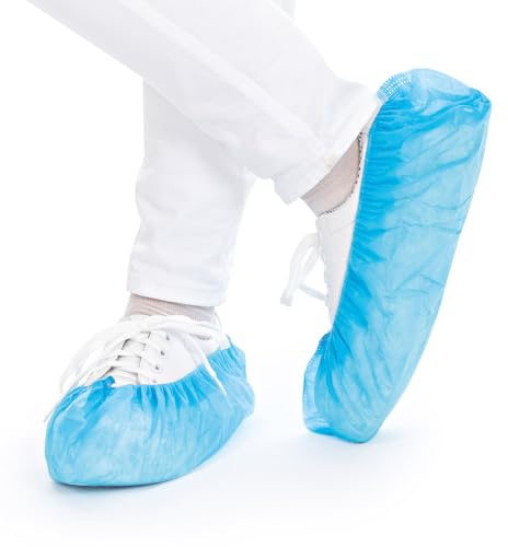FRANZ MENSCH 100 Stück Hygostar Überschuhe für Hygostep | PP, Packung, blau, L: 50cm, Schuhüberzieher, Überschuhe, Einweg Überziehschuhe