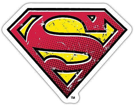 Spreadshirt DC Comics Superman Logo Used Look Punkte Style Sticker, max. 10 x 10 cm, 10 x 10 cm, Mattweiß
