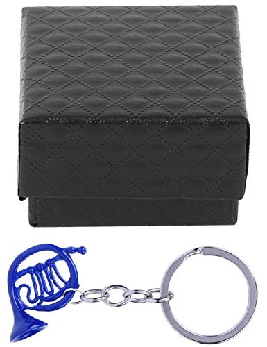 Blau Französisch Horn Schlüsselanhänger mit Exquisite Geschenkbox | Cool Fernseher Show Requisiten Inspiriert von HIMYM | Romantisch Anhänger Deko Geschenk | Musical Charme von Ted Mosby