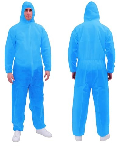 RAYGARD PPE Hazmat Suits - 3 Sizes 10 Colors Options - Disposable Coveralls Suit with Hood and Elastic Cuffs for Spray Painting Industrial (1, Lake Blue, XX-Large)