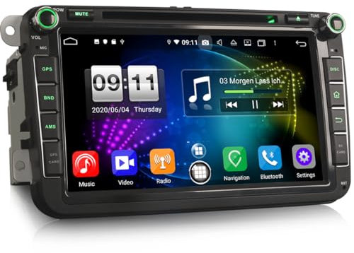 erisin 8 Zoll Android 12 Autoradio für VW Passat B6 Caddy Golf 5 Tiguan Jetta Bora Seat Skoda Unterstützung GPS Navi Carplay Android Auto DSP Bluetooth WiFi 4G DAB+ TPMS Mirror Link 4GB RAM+64GB ROM
