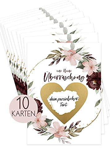 HIMMEL.HERZ.PAPIER® Rubbellose selber machen 10er Set Bordeaux - Rubbelkarten zum selber beschriften - Rubbelkarte Ich liebe dich - Rubellose selbst gestalten - Zum Beschriften