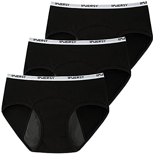 INNERSY Period Pants for Teenage Girls Knickers Menstrual Underwear 3 Pack | Washable Cotton Leakproof Briefs for Kids & Teens Age 8-16 Years Old, First Period Kit, Extra Protection with Other Products