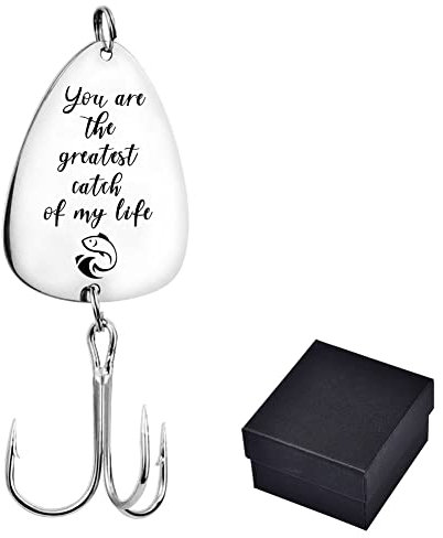 FINGERINSPIRE Edelstahl Dreifach Fischhaken Angeln Kreis Haken mit Geschenk Box, Angeln Köder, Angelgerät für Ehemann Freund Geburtstags You Are The Greatest Catch of My Life