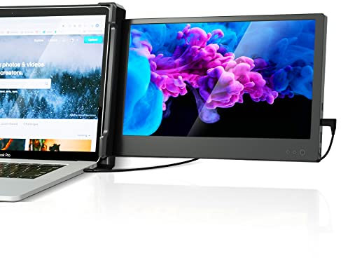 Alecewey Portable Monitor for Laptop Screen Extender Dual Monitor 12 Inch FHD 1080P IPS Display USB-A/Type-C/HDMI/Speakers for 13-16 Inch Computer Mac Windows Phone