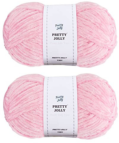Pretty Jolly Lot de 2 écheveaux de fil chenille doux en velours fantaisie pour le tissage au crochet, les loisirs créatifs, les couvertures, le tricot au 2 × 255 m (2 × 279 m, 2 × 150 g)_Rose clair