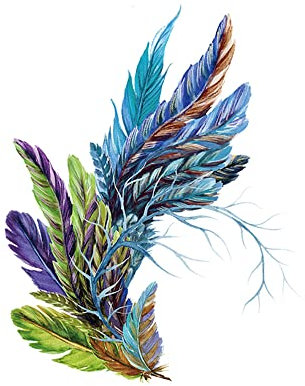 GIVBRO Parche termoadhesivo, 1 pegatina con impresión de plumas, material PET, 18 x 22 cm, para ropa, camisetas, chaquetas, jeans, bolsos