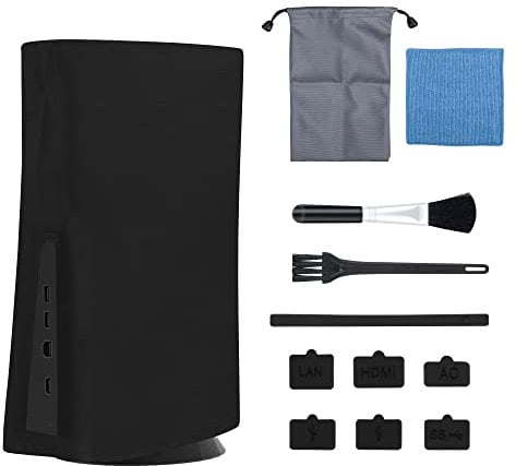 FANPL Dust Cover Kit for PS5,12 in 1 Accessories with Soft Dust Case for PlayStation 5 Console, Silicone Plugs for Port, Cleaner Kit - Waterproof Scratchproof Dust Set for PS5