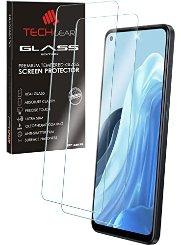 TECHGEAR 2 Pack of GLASS Edition for Oppo Reno 7, Tempered Glass Screen Protectors Cover [2.5D Round Edge] [9H Hardness] [Crystal Clarity] [Scratch-Resistant] [No-Bubble]