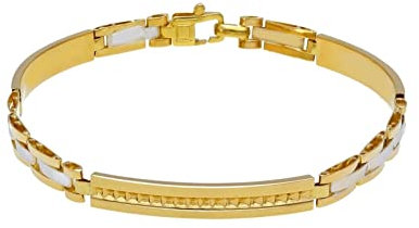 generico Armband aus Gelb- und Weißgold, 18 K, 750, für Herren, halbstarr mit Würfeln, Dicke 5 mm, Länge 21 cm. Hergestellt in Italien., 21 cm, Goldfarben, Nicht zutreffend.