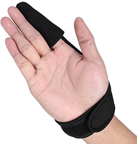KIMISS Schwarzer, Bequemer Einzelfingerschutz, Elastischer Unisex-Fingerstall, Index-Pesca-Lederband, Handschuh für das Angeln Im Freien