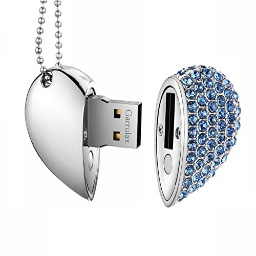 GARRULAX USB-Stick, 32 GB, Herz-Diamant, High-Speed, USB 3.0, Flash-Speicherlaufwerk, Speicherstift, Flash-Disk, Pendrive (blau)